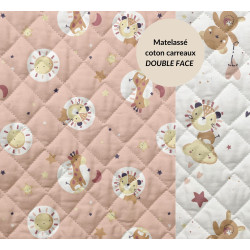 Algodón acolchado estampado BLINI / BLOUBI Polvo / Caramelo